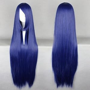 Topbill Anime Long Straight Dark Blue Cosplay Wigs