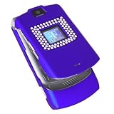 Clip-On Rubber Case w/ Bling for Motorola RAZR V3 / V3c, Blue Compatible with: Motorola RAZR V3 / V3c / V3m