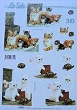 A4 3D step by step Le Suh decoupage sheet - cute cats and kittens