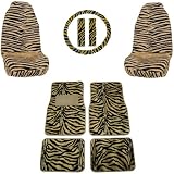 51V%2BuxYBqaL. SL160  Front & Rear Floor Mats, High Back Seat Covers Interior Auto Accessories Combo Set   9 Piece Safari Tan Zebra