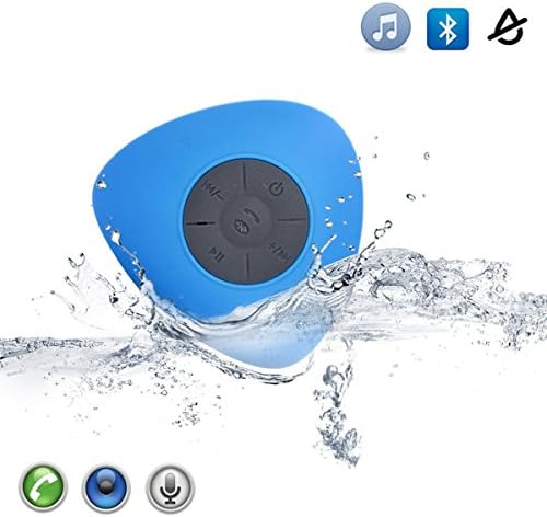 Bluetooth Speaker, Triangle Waterproof Portable Wireless Bluetooth Shower Speaker Handsfree Speakerphone work with iPhone 5, 5s, 4s, 4,iPod,iPad, Samsung Galaxy S4,S5,Note 3, 2, Tablets,MP3,Notebooks,Laptop,PC and Other Smartphones Built-in MIC and Suction Cups(Blue)