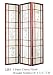 Cherry finsh 3 panel room divider screen with floral design