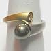 14K Two-Tone Gold Black Pearl and Diamond Ring