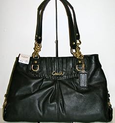 Authentic Coach Leather Ashley Gathered Carryall Satchel 17571 Black