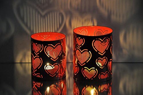 Logam Red Heart Tea Light Votive Holder (Set Of Two)