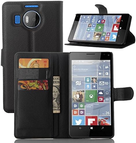 Lumia 950XL Case, Zeeeda PU Leather Wallet Flip Case Cover for Microsoft Lumia 950XL (Black)