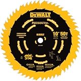 DEWALT DW7150PT 10-Inch 50 Tooth ATB Combination Saw Blade with 5/8-Inch Arbor and Tough Coat Finish