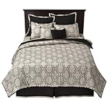 Flocked 8pc Bed Set - Cream/Black (King)
