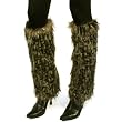 Winter Faux Fur Animal Print Dance Ski Leg Warmer Boot Shoe Cover Leopard Black
