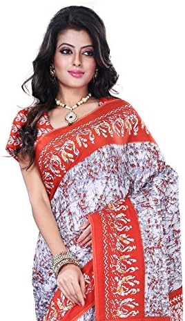 Surat Tex Orange Crepe Daily Wear Printed Sarees With Blouse Piece-F258SE1001BSU