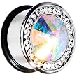 5/8" Clear Aurora Cz Stainless Steel Tunnel Plug