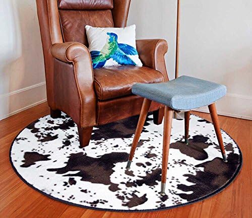 TrendHome Simple Rural Style Round Living Room Rug Cute Milk Creative Door Mat Home Decorator Floor Rug (4'0x4'0, Cow stripe)