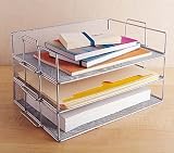 Stackable Letter Tray - Set of 3 (Silver Steel) (14.6