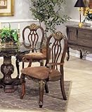 Set of 2 Dining Arm Chairs Walnut Finish