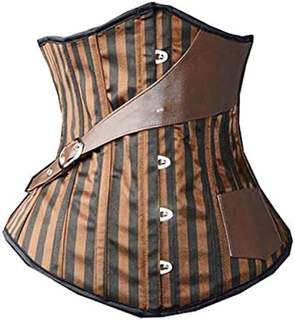 Martin Lucy Women's Brown Buckle Satin Steel Steampunk Underbust Corsets Medium