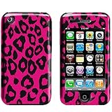 Hot Pink with Black Leopard Print Snap on Hard Skin Faceplate Cover Case fo ....