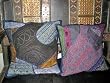 2 Blue Gujrati Embroidered Sari Toss Pillow Cushion Covers