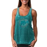 NFL Touch by Alyssa Milano Miami Dolphins Ladies Premium Burnin Up Crystal Tank Top - Aqua (Small)
