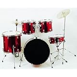 GSI Super Quality Stylish Musical Complete Drum Set With Throne And Pedal - For Beginners, Musicians, Groups And Bands - Wine Red