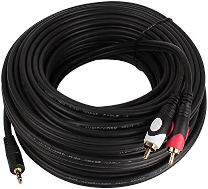 3.5mm Male to 2-Male RCA [Left / Right] Stereo Audio Cable - Step Down Design Adapter Cable for iPhone, iPod, Android Smartphones, Tablets, MP3 Players and More (50Feet)