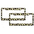 A Set of 2 Plastic License Plate Frame Safari Animal Series - Leopard Tan