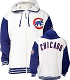 Men`s Chicago Cubs White Classic Full Zip Hoody Sweatshirt Jacket