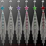 Belly Ring Star With Long Clear Cubic Zirconia Chain Dangle - 14G - 3/8