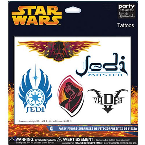 Childrens Toyshop  Toys : Star Wars Temporary Tattoos (one sheet of 5 tattoos)