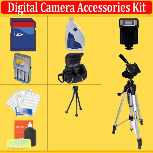 ADVANCED ACCESSORY KIT FOR THE FUJI Fujifilm S1800 S2550 Digital Cameras. KIT INCLUDES 4 AA BATTERIES + CHARGER + FLASH + 4GB SD CARD + 2 CARRYING CASES + TRIPOD + MORE