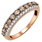 1.0ct Fancy Brown Round Diamond Ring Band 14k Rose Pink Gold