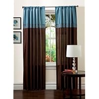 Lush Decor Geometrica Drapery, Set of 2, Blue/Chocolate