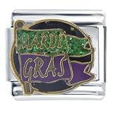 Mardi Gras Flag Italian Charms Bracelet Link