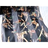 Horse Equestrian Motif Silk Feel Scarf