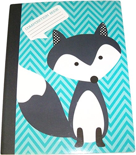 Studio CCarolina Pad Wide Ruled Composition Book ~ The Hair of The Dog Collection (Fox on Blue Stripes; 7.5" x 9.75"; 100 Sheets, 200 Pages)