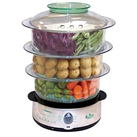 Tefal Aquatimer 6615814P Steamer, 3 Tier, Black and Chrome