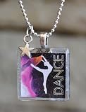 Dance! Ballet Square Glass Tile Pendant Necklace Jewelry Wearable Art Unique Design By Atlantic Seaboard Trading Co.
