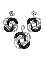 Zirconia by Debbie 925 Silver Black and Clear Micro Pave Swirl Set