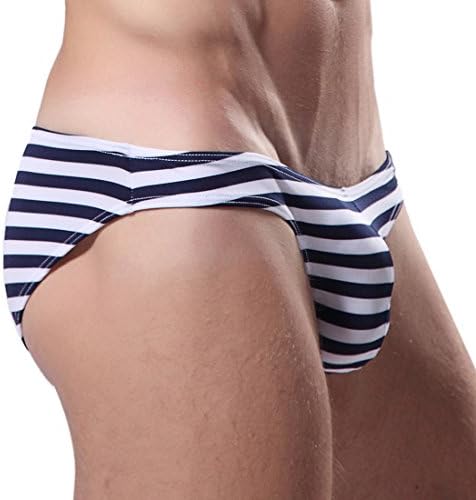 Sexy Men's Striped Underwear Briefs Biniki Swimsuits with Pouch