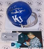Gale Sayers Autographed/Hand Signed Kansas Jayhawks 2-Bar Mini Helmet with Kansas Comet Inscription