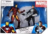 Marvel Universe Year 2009 EXCLUSIVE 2 Pack 4 Inch Tall Action Figure Set - IRON MAN vs. PUNISHER with Pistol and Assault Rifle
