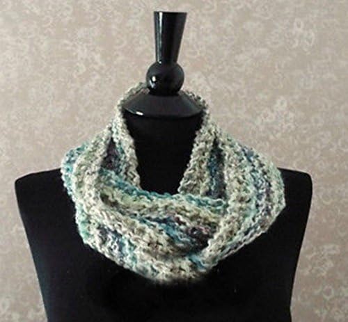 Crochet Infinity Scarf Ice Blue Chunky Cowl Handmade