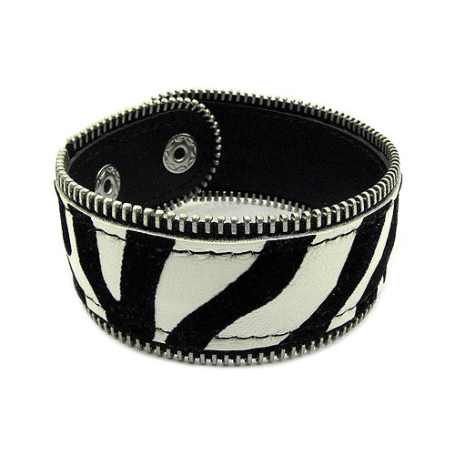 Zebra Animal Pattern Thick Button Bangle Bracelet Fashion Jewelry