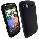 igadgitz Silikon Schutzhülle Hülle Tasche Etui Case Skin in Schwarz für HTC Desire S Android Handy Smartphone + Display Schutzfolie