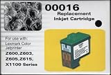 Compatible Lexmark 00016 Black Inkjet Cartridge For Use With Z600/Z603/Z605/Z615/X1100 Series