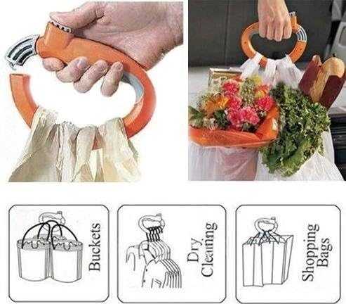 OPCC 2 Pcs/pack Multifunctional Home One Trip Grips Bag Shopping Grocery Bag Holder Handle Carrier Self-locking Kitchen Tool Carrier Tool + 1 pcs opcc sticky notes gift