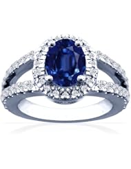 18K White Gold Oval Cut Blue Sapphire Ring With Sidestones (GIA Certificate)