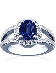 Platinum Oval Cut Blue Sapphire Ring With Sidestones (GIA Certificate)