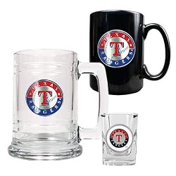 Texas Rangers MLB 15oz Tankard, 15oz Ceramic Mug & 2oz Shot Glass Set - Primary Logo by Great American Products