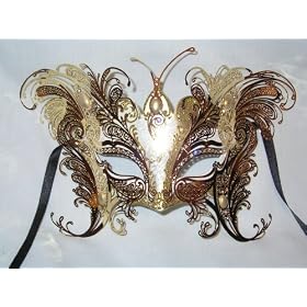 Bellini Gatti Gold Two Wing Butterfly Venetian Halloween Mask swarovski Crystals by Venice Buys - Venetian Masks