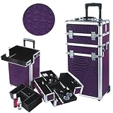 Valise Trolley coiffure et esthétique Croco Prune